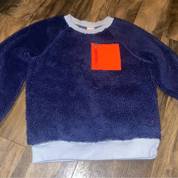Hanna Anderson navy Sherpa crewneck pullover‎ size 10 - Picture 1 of 3